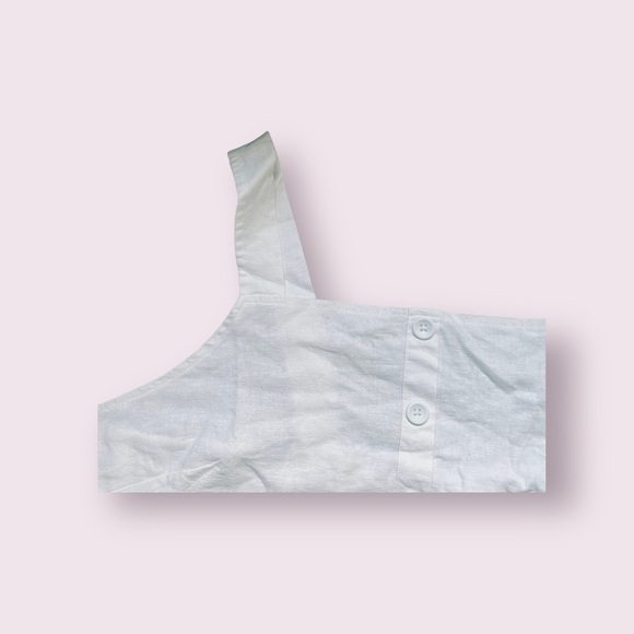 BP crop tank button front linen blend white cami shirred smocked back size 3X - Picture 6 of 10